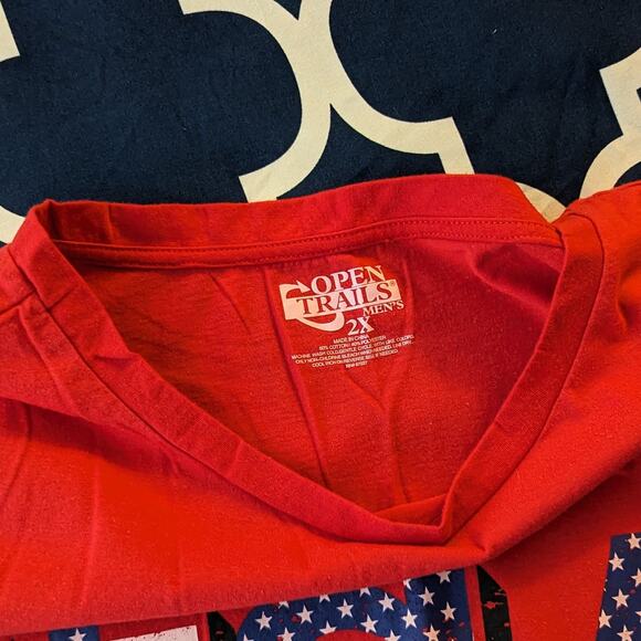 Open Trails Outdoor Graphic Tee | Men's 2XL Red Hiking Camping T-Shirt - Picture 5 of 5